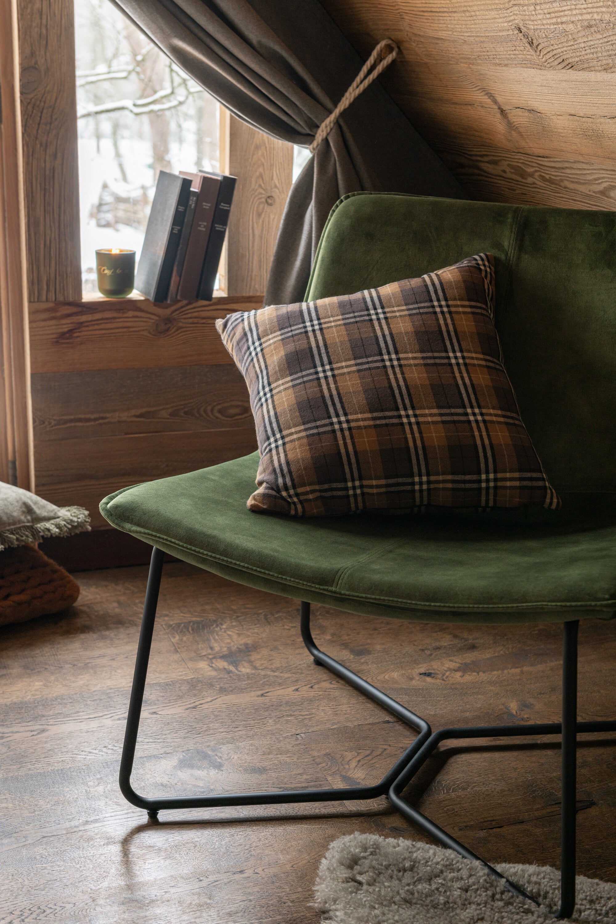 Lounge stoel Isabel Metaal/Textiel Groen - J-LINE