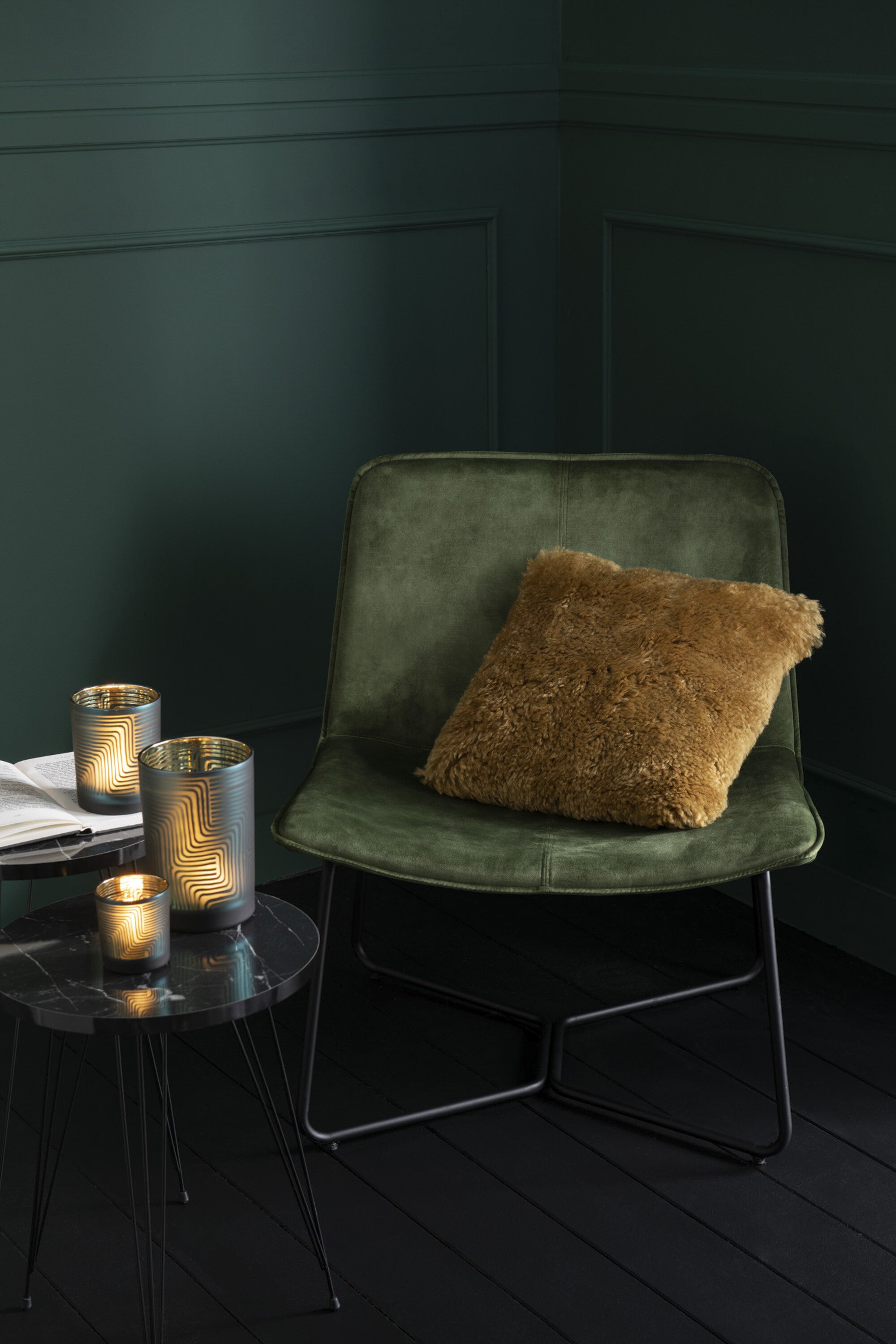 Lounge stoel Isabel Metaal/Textiel Groen - J-LINE