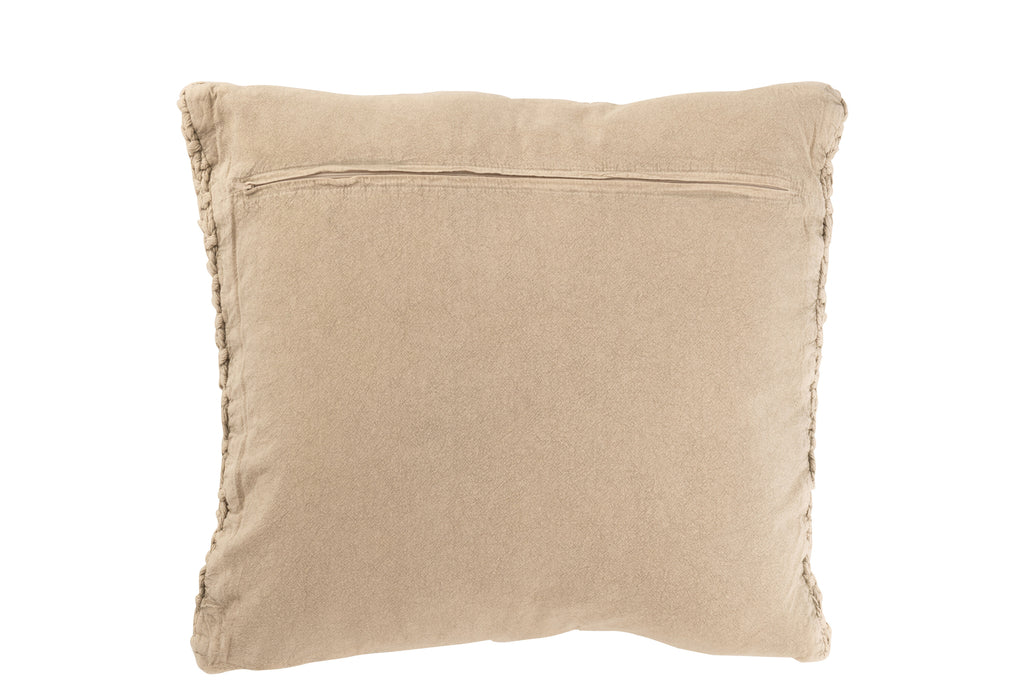 Kussen Gebreid+Vlecht Katoen Beige - J-LINE
