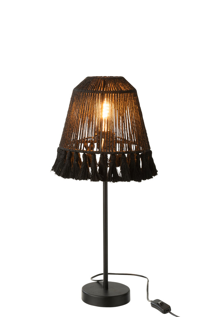 Lampe de table Mila en jute noire - J-LINE