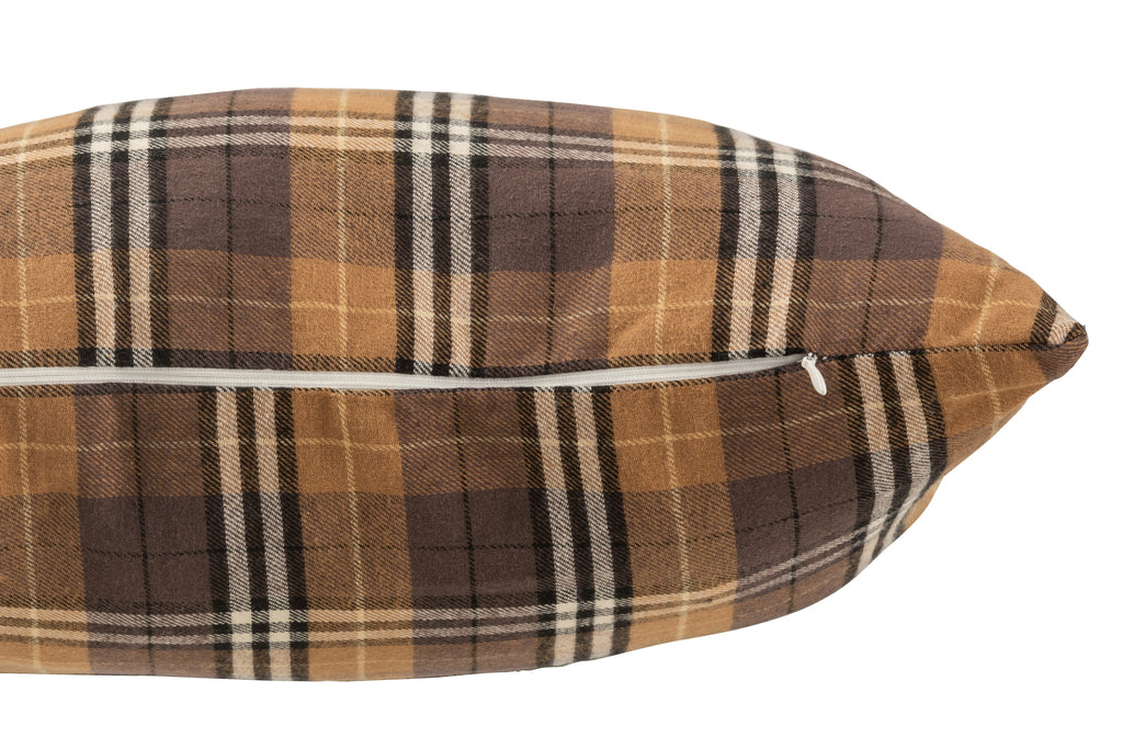 Kussen Ruit Textiel Bruin/Zwart/Oker - J-LINE