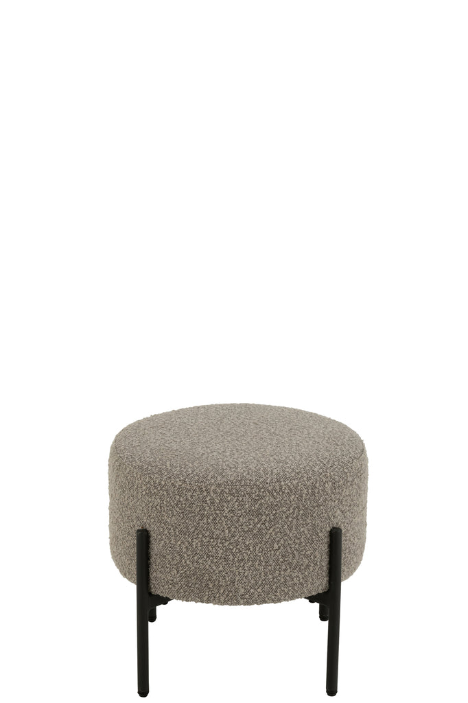 Poef bouclé triplex/polyester grijs/zwart - J-LINE