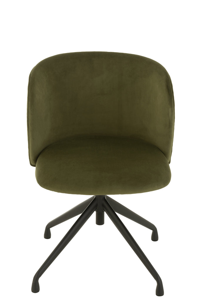 Chaise réglable et rotative en velours vert foncé - J-LINE