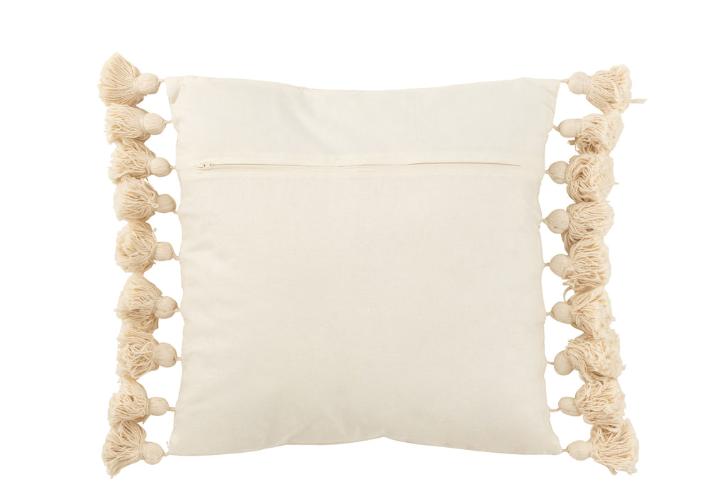 Kussen kwast Katoen Beige Vierkant - J-LINE