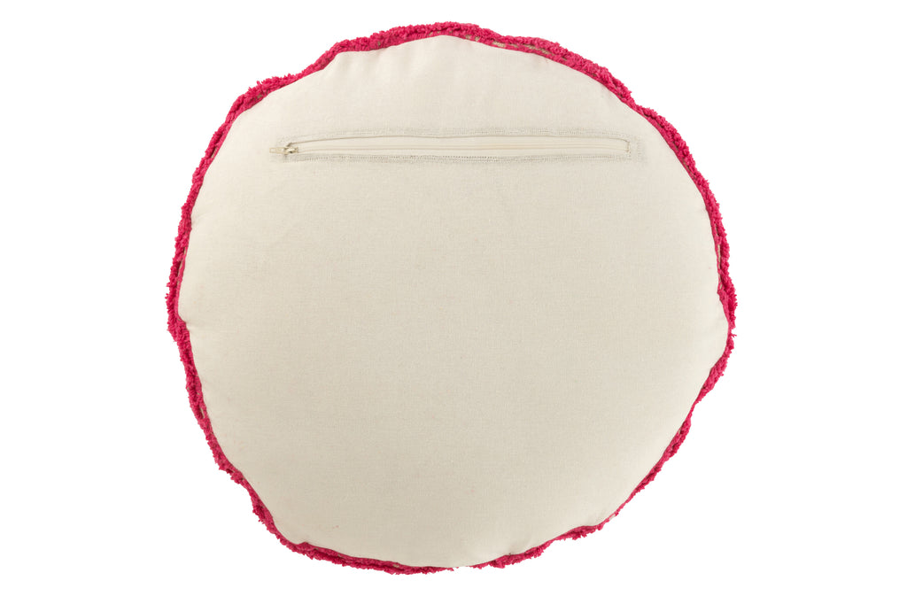 Kussen Smiley katoen roze/wit - J-LINE