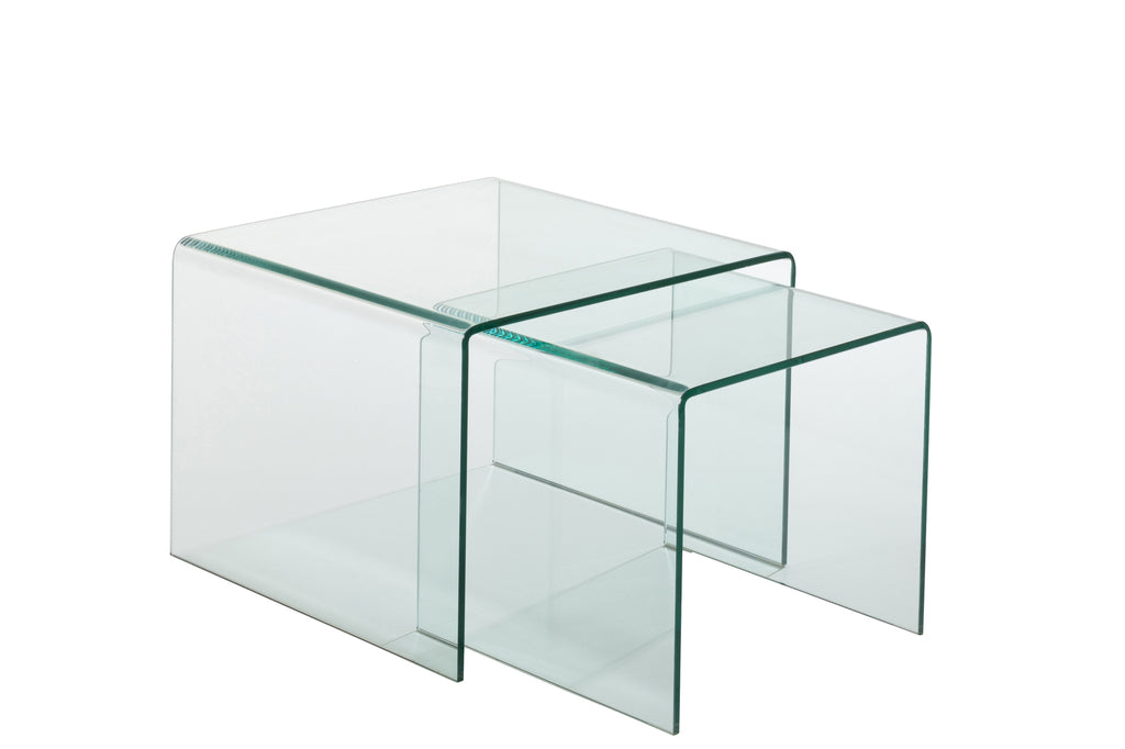 bijzettafels S/2 glas transparant - J-LINE