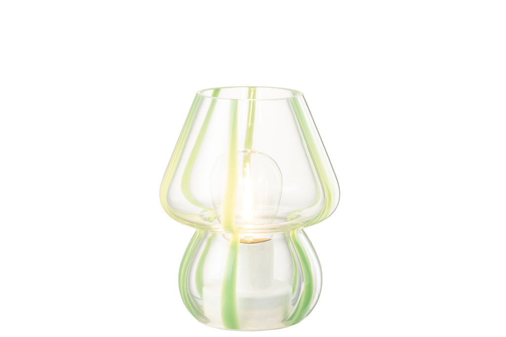 Lampe de table Rayures Verre Transparent/Vert S - J-LINE