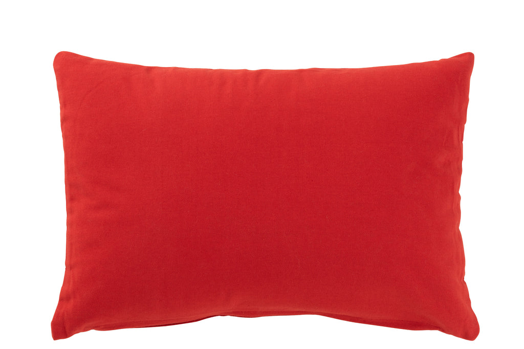 Kussen Vrolijk Fluweel Rood/Wit - J-LINE