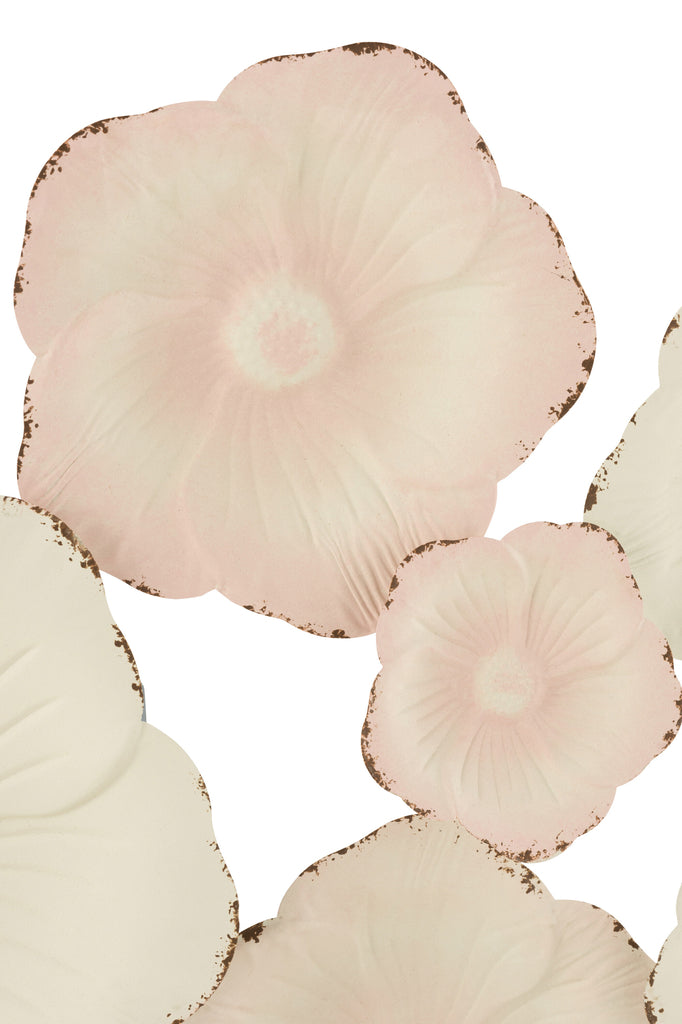 Wanddecoratie Bloemen Metaal Roze/Wit - J-LINE