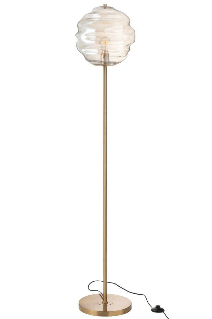 Lampadaire en verre nid d'abeille Cognac - J-LINE
