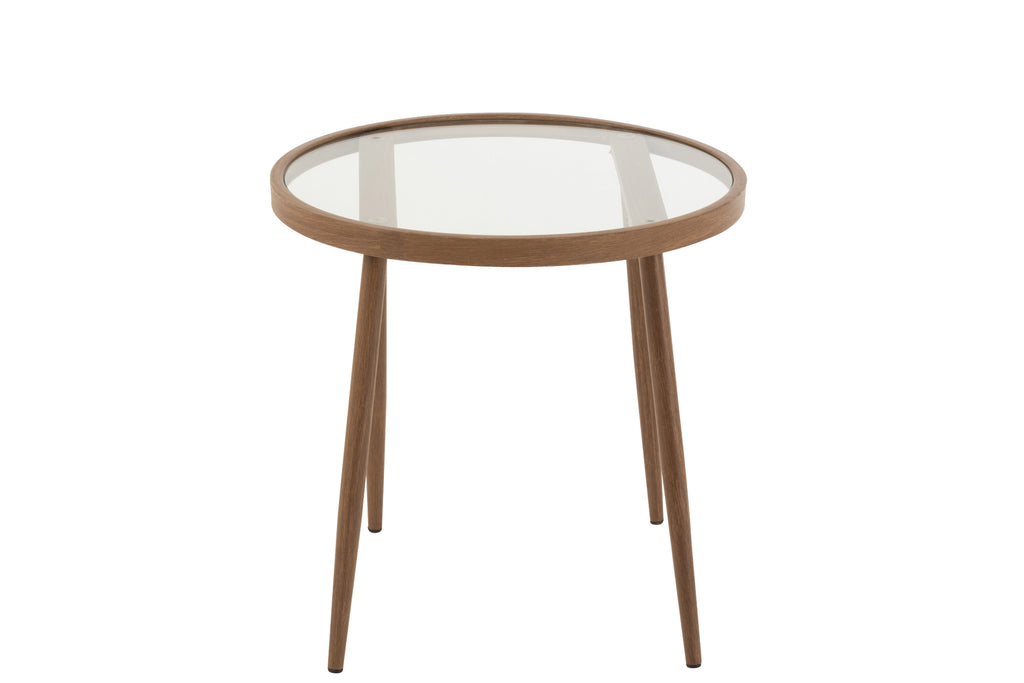 Bijzettafel rond metaal/glas donkerbruin- J-LINE