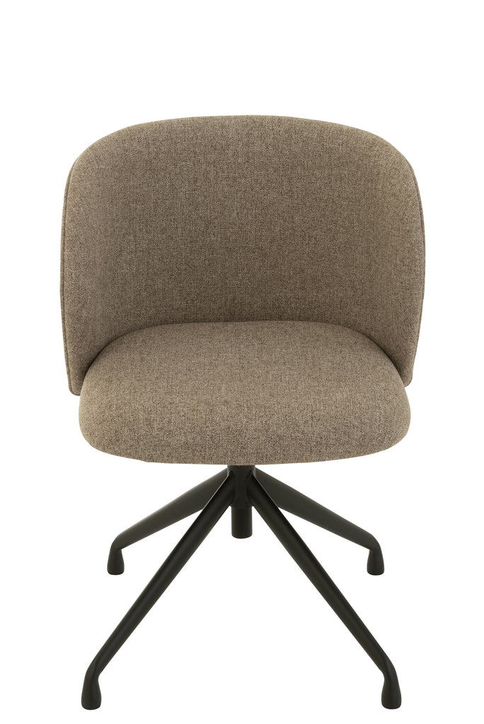 Chaise réglable et rotative en lin marron foncé/beige - J-LINE