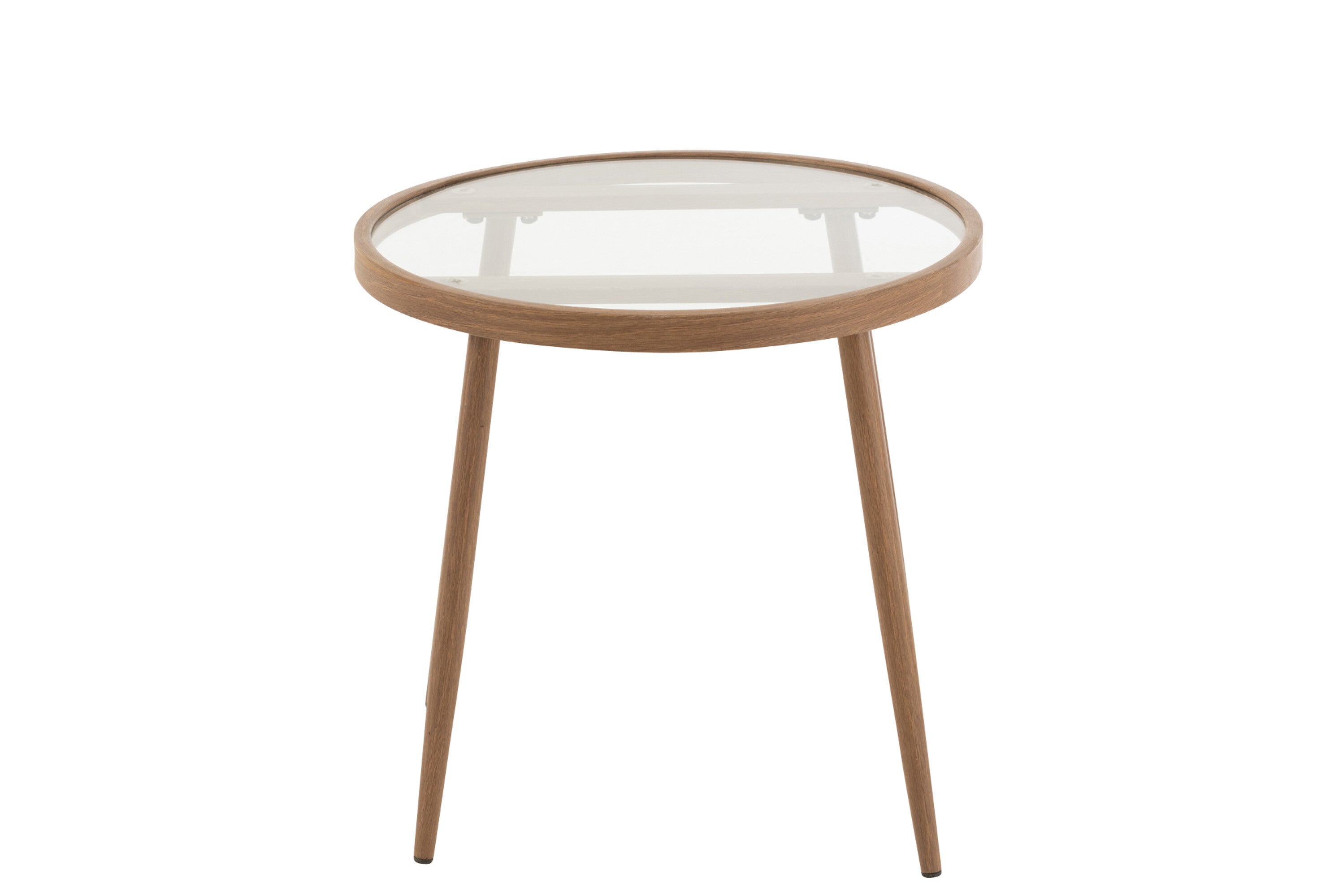 Bijzettafel rond metaal/glas donkerbruin- J-LINE