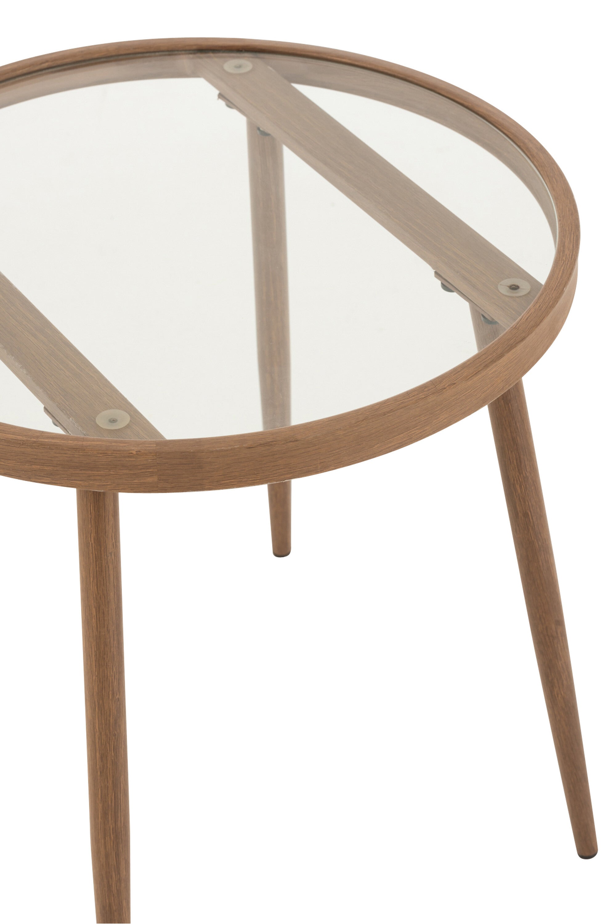 Bijzettafel rond metaal/glas donkerbruin- J-LINE