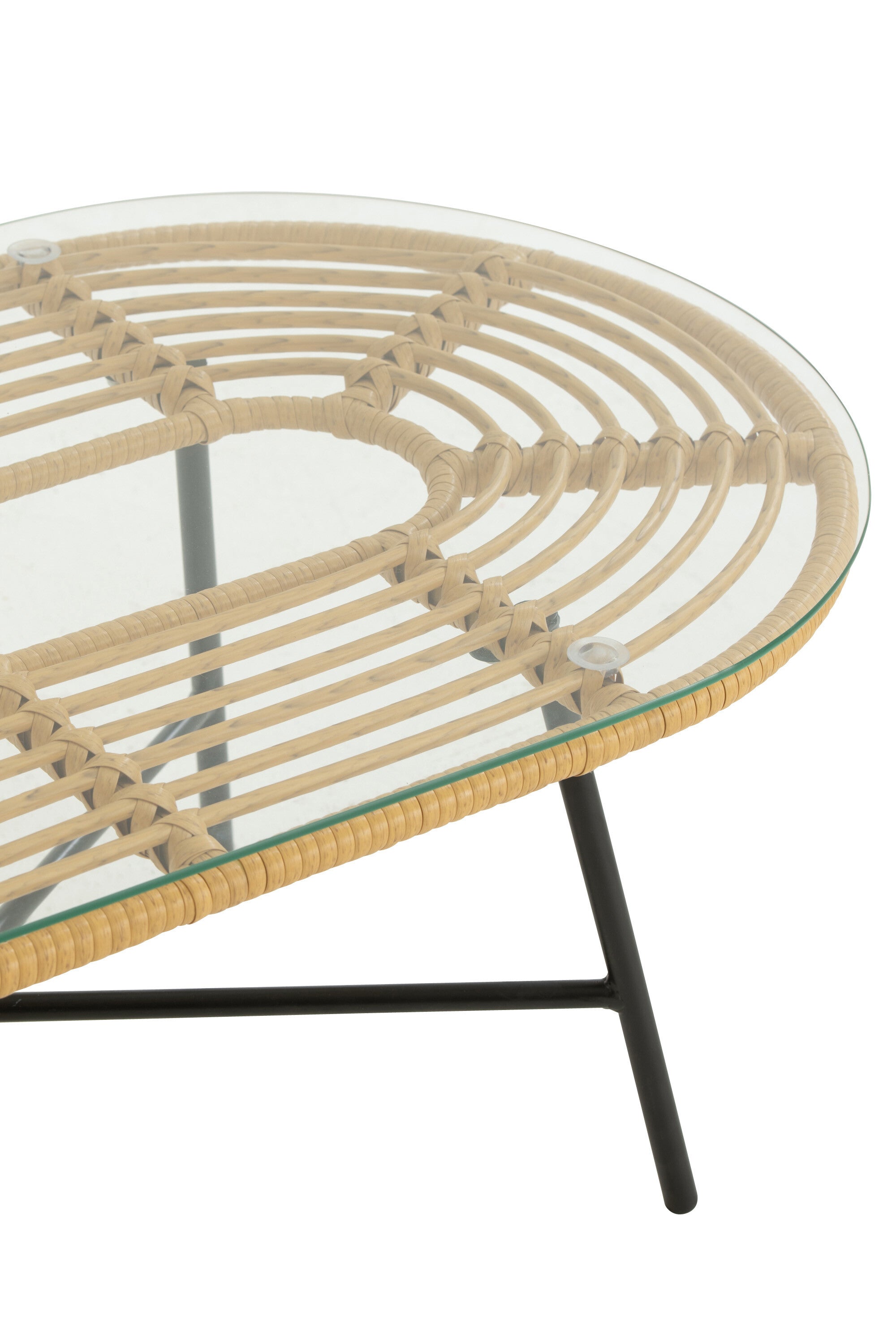 Salontafel ovaal Metaal/Glas Natuur/Zwart - J-LINE