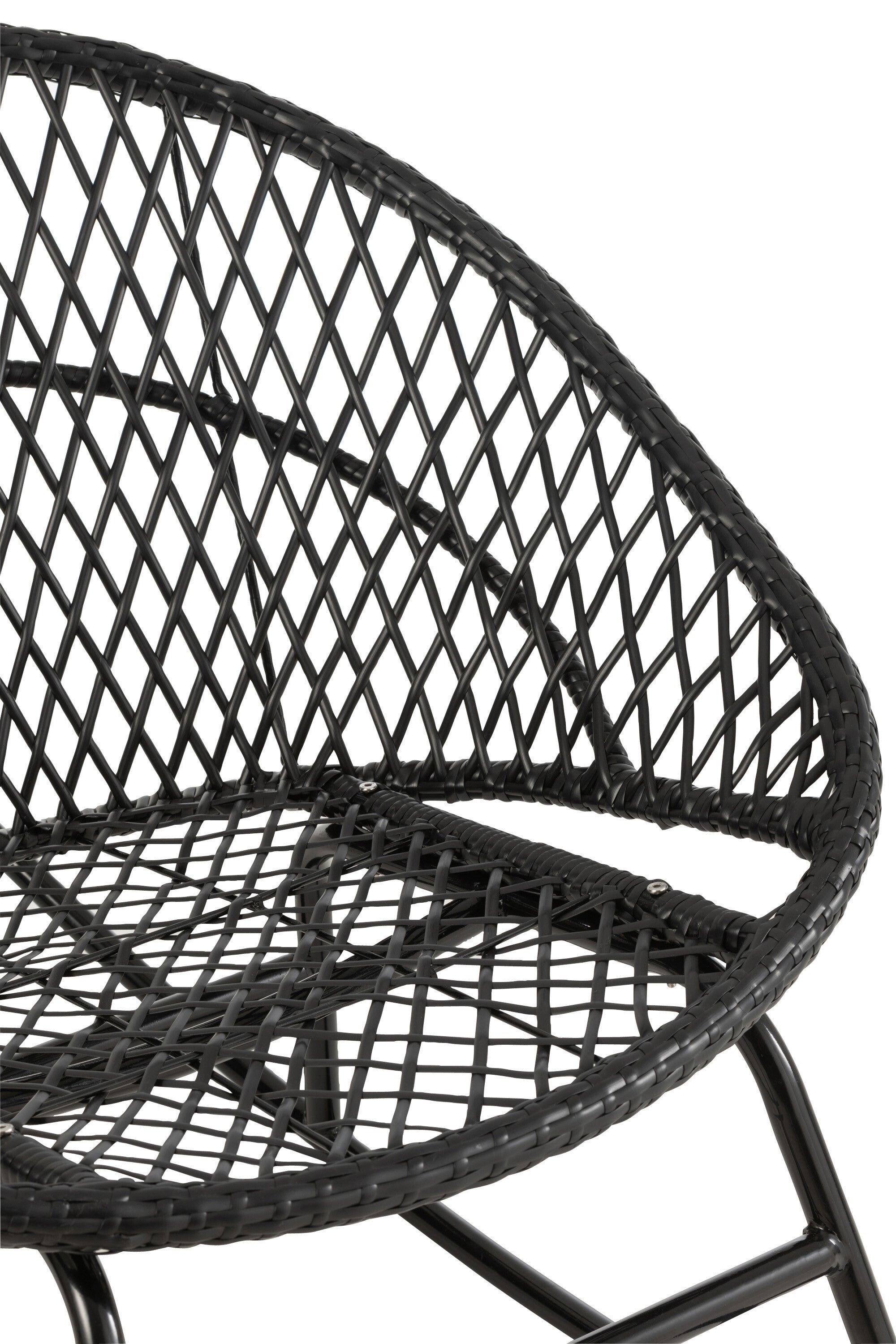 Schommelstoel + kussen Zayo metaal/riet zwart - J-LINE