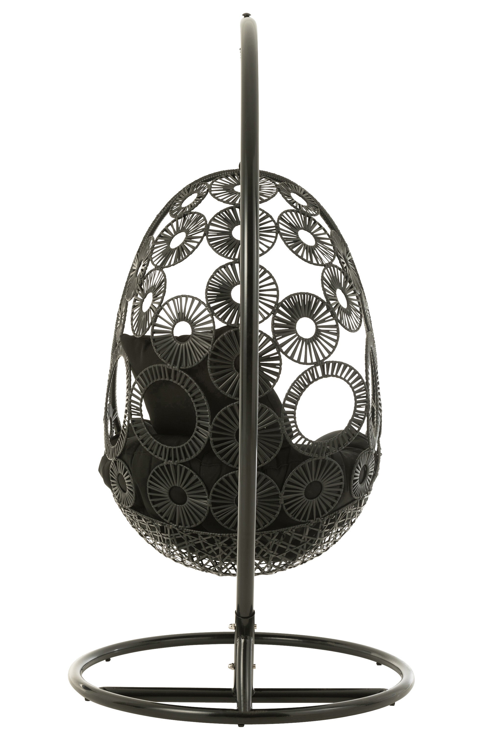 Hangstoel + Kussens Bula Metaal/Riet Zwart - J-LINE
