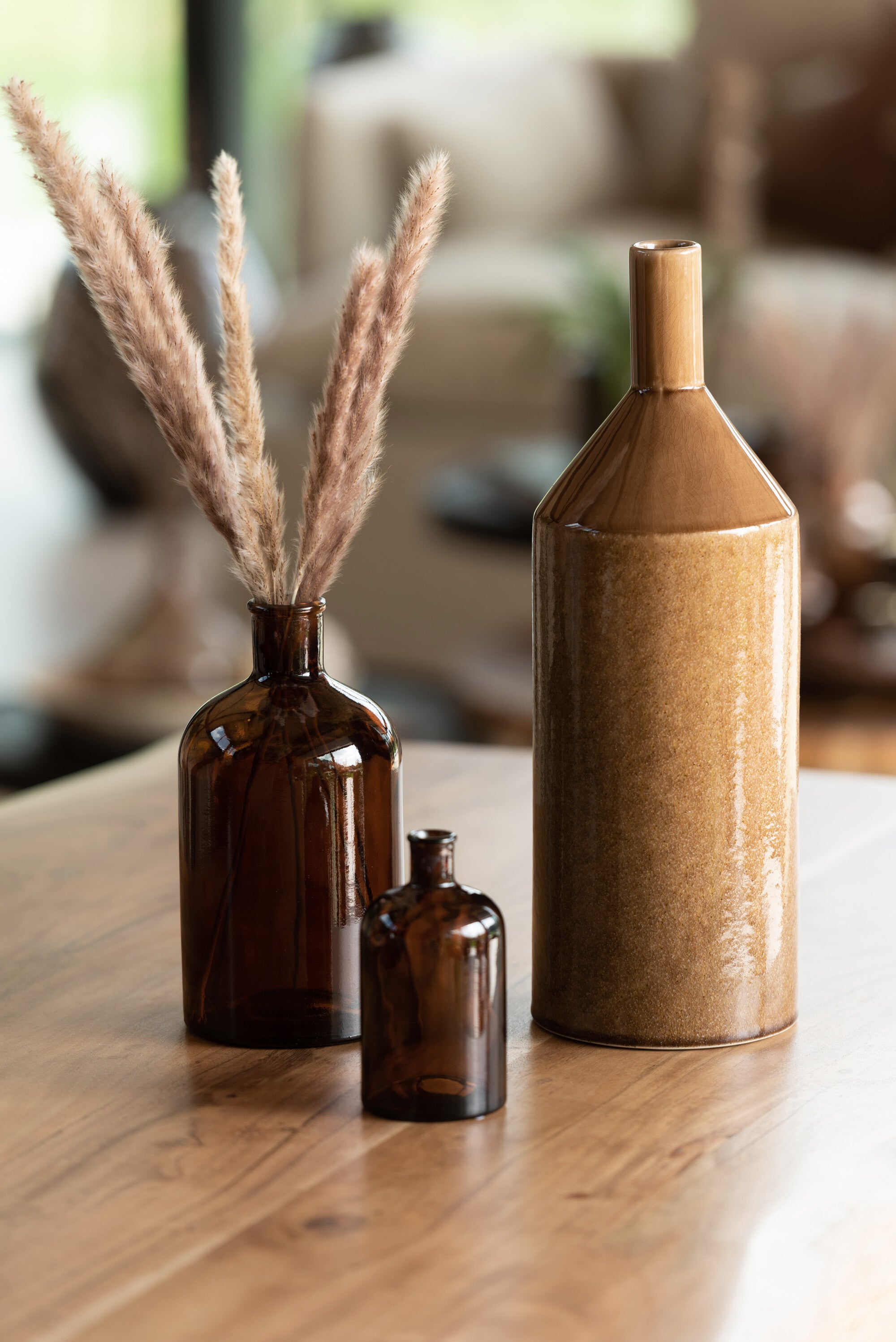 Vaas Hoog Keramiek Bruin S - J-LINE