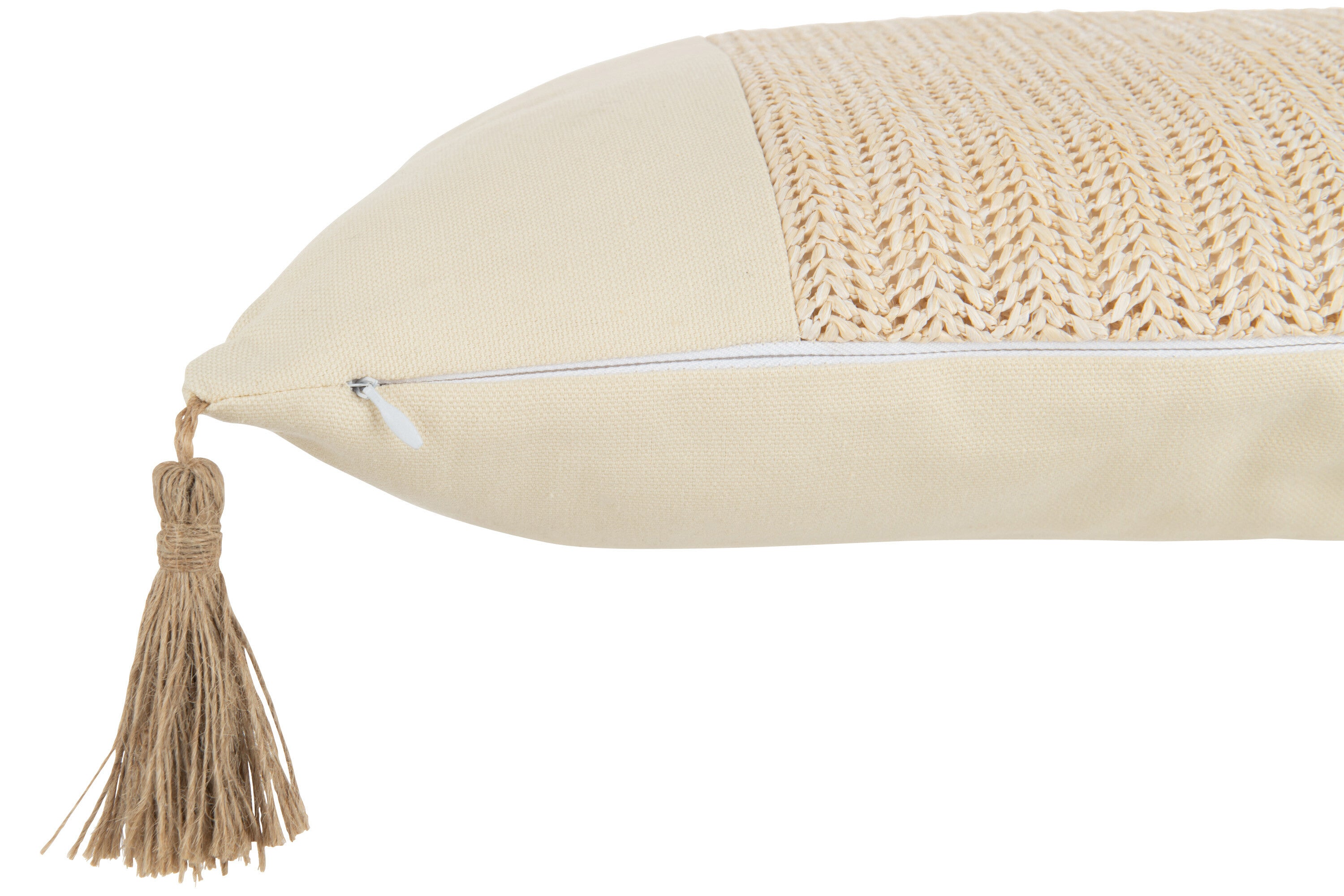 Kussen Geweven Vierkant Polyester Beige - J-LINE