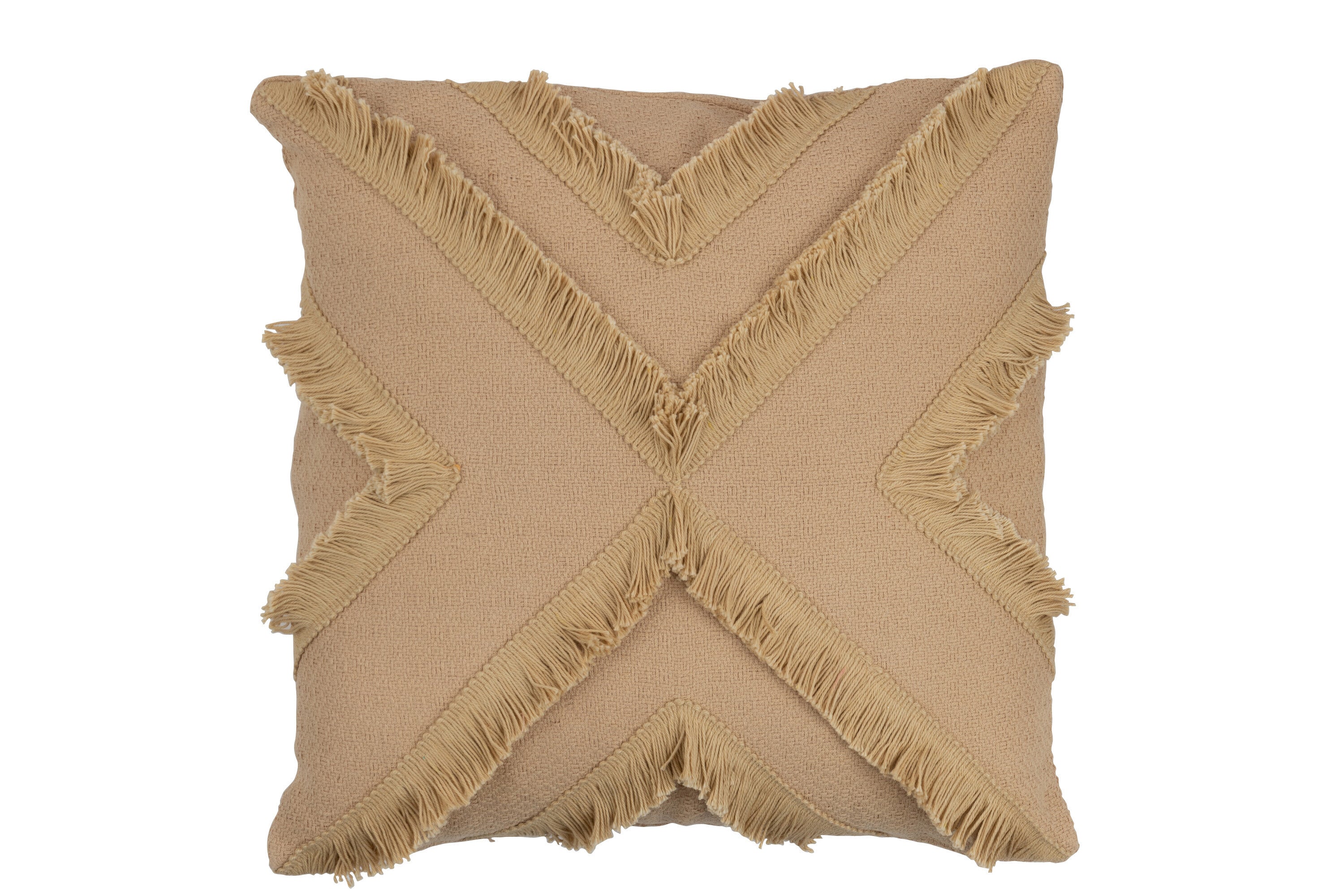 Kussen Kruis Vierkant polyester beige - J-LINE