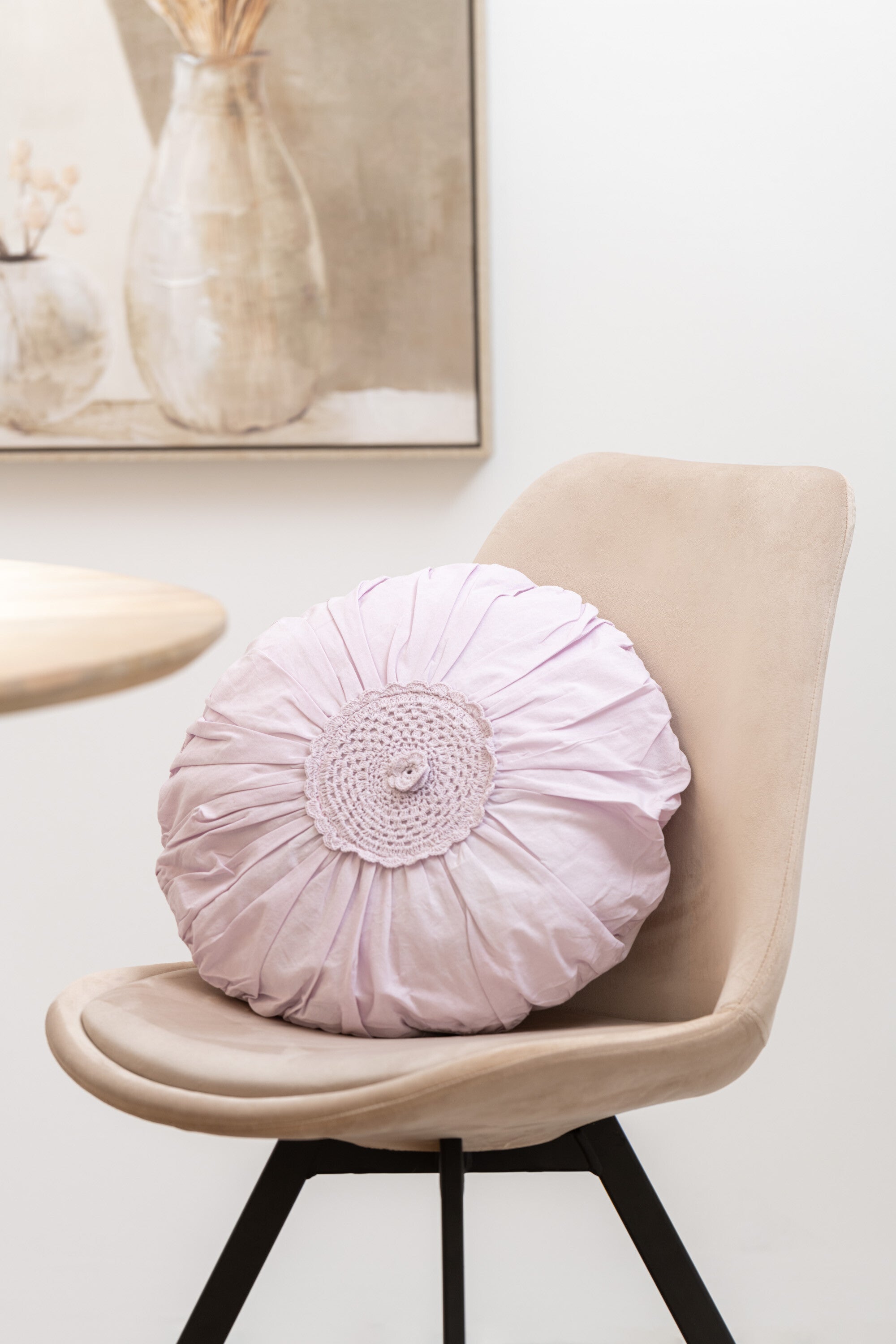 Kussen Ronde Kant Katoen Violet - J-LINE