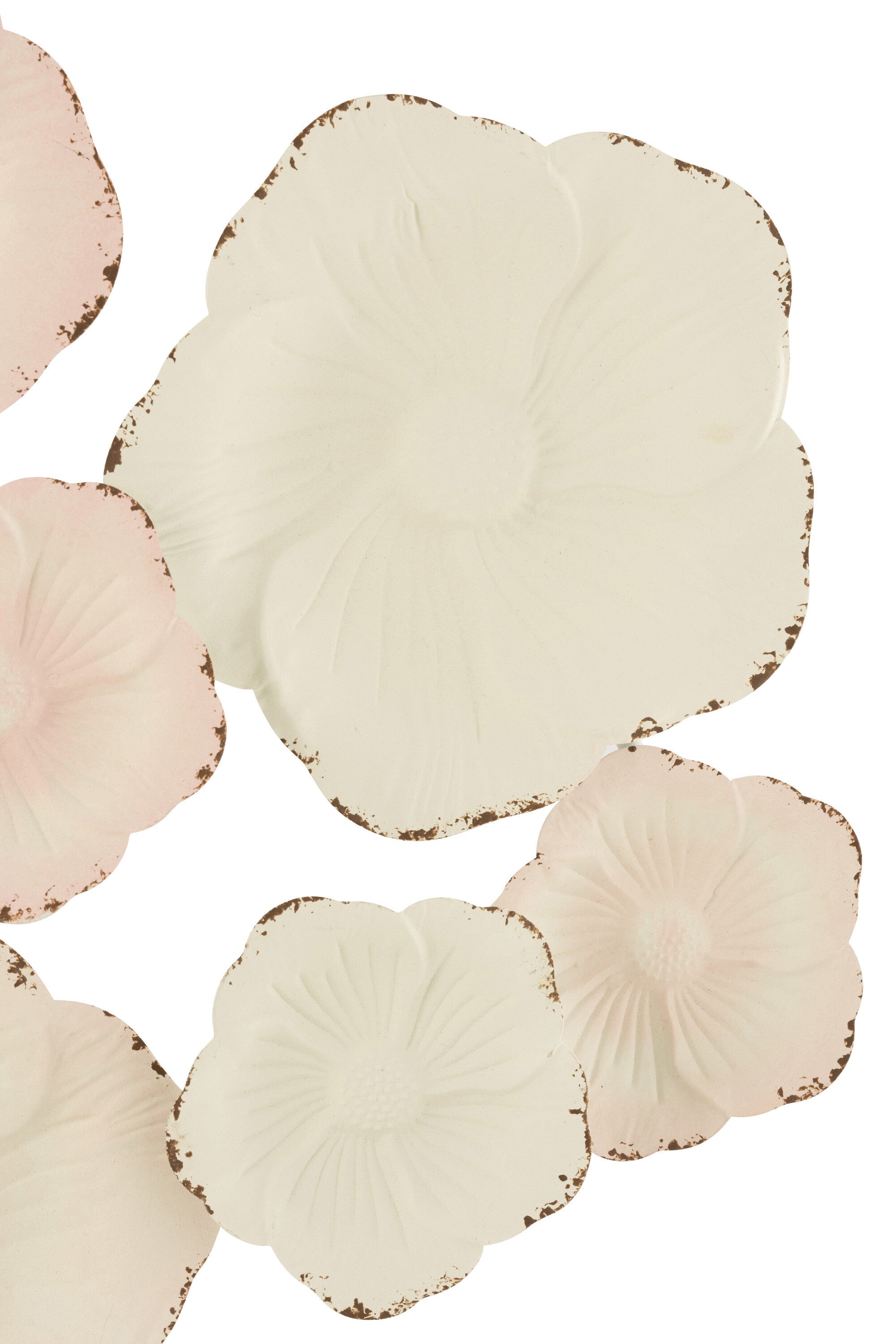 Wanddecoratie Bloemen Metaal Roze/Wit - J-LINE
