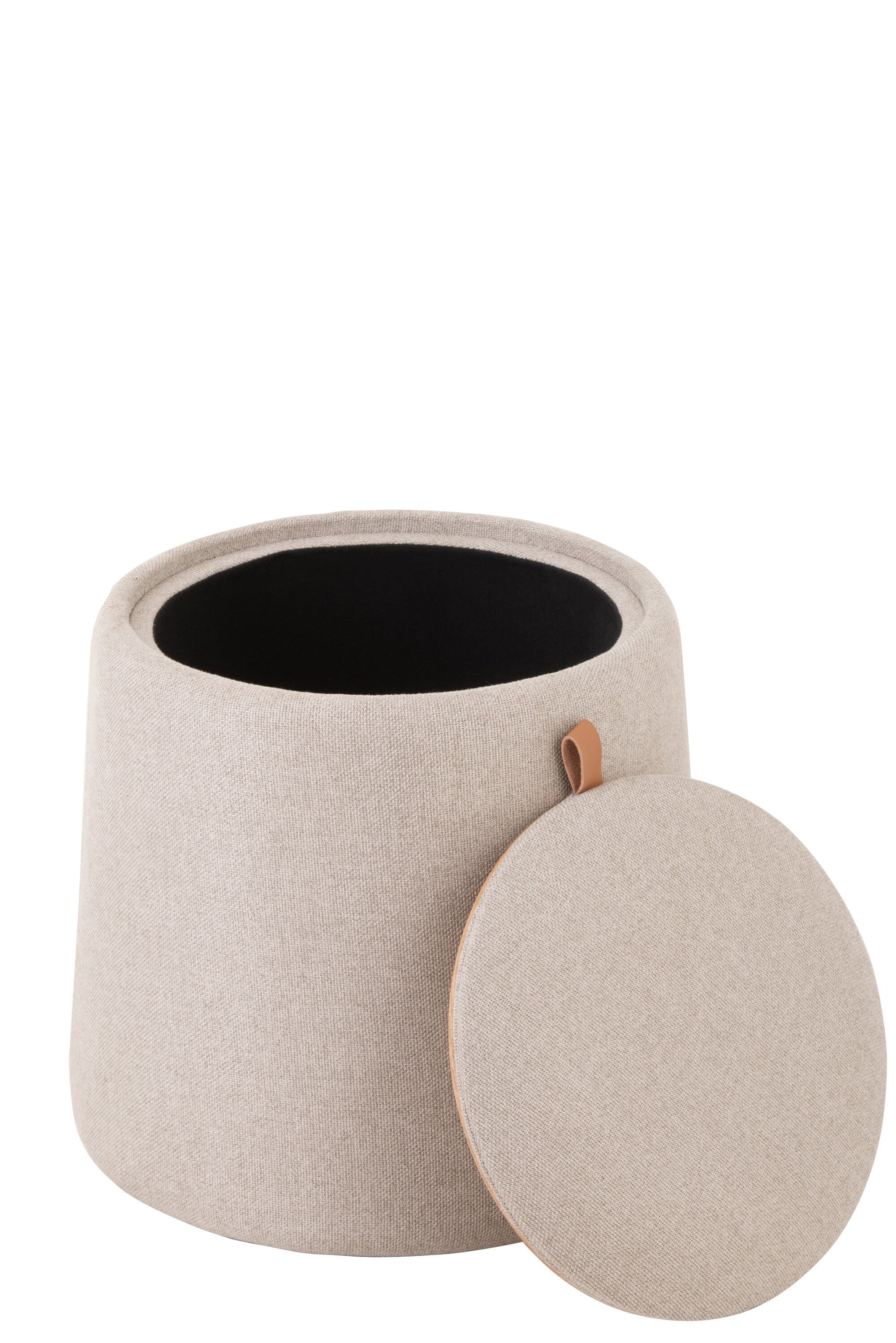 Poef/Bijzettafel textiel/hout beige - J-LINE