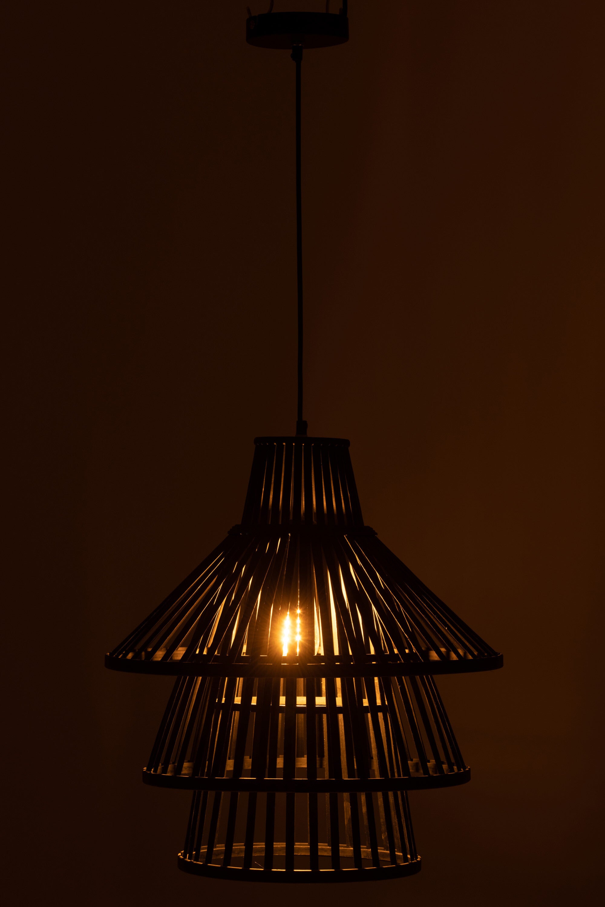 Hanglamp Lagen Bamboe Zwart L - J-LINE