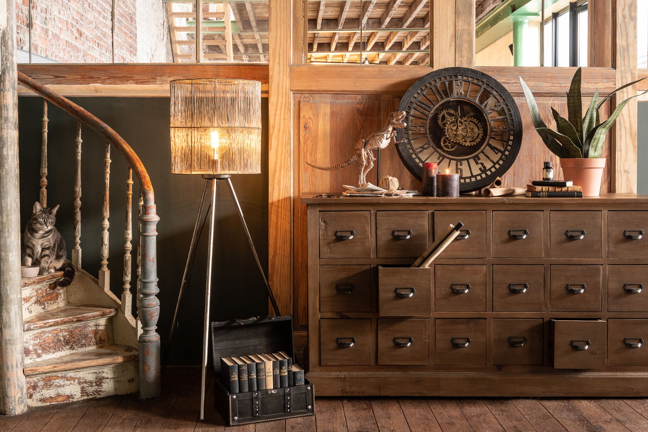 Lampadaire Métal Marron Antique L - J-LINE