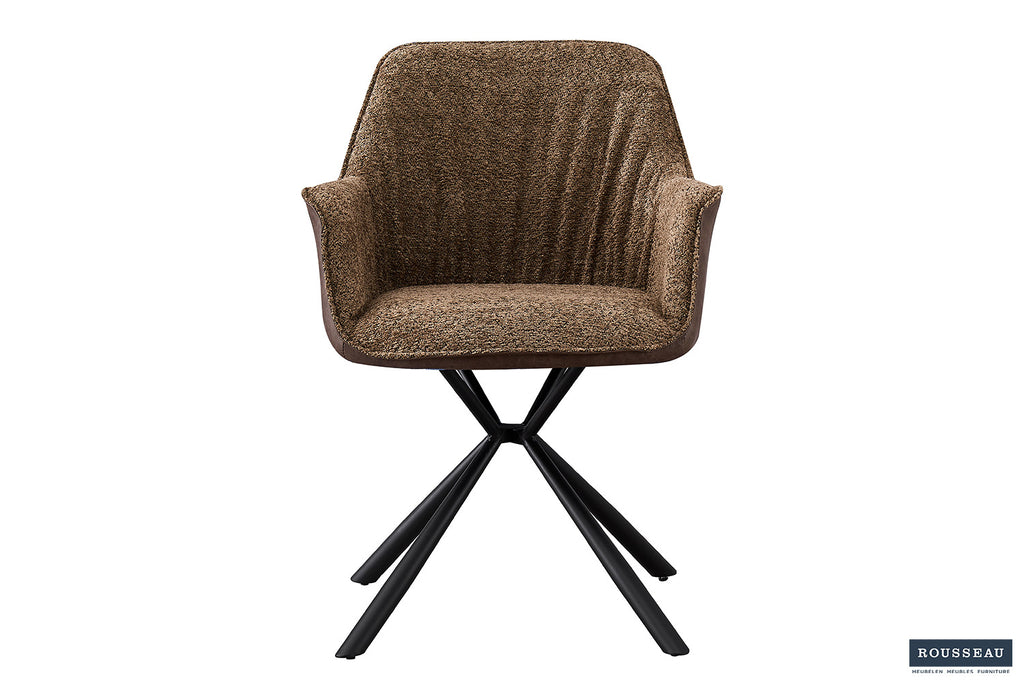 Stoel 'Lucie' Bouclé Zand Rug PU Bruin - RS