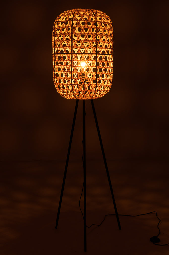 Lampadaire trépied en bambou et métal - J-LINE