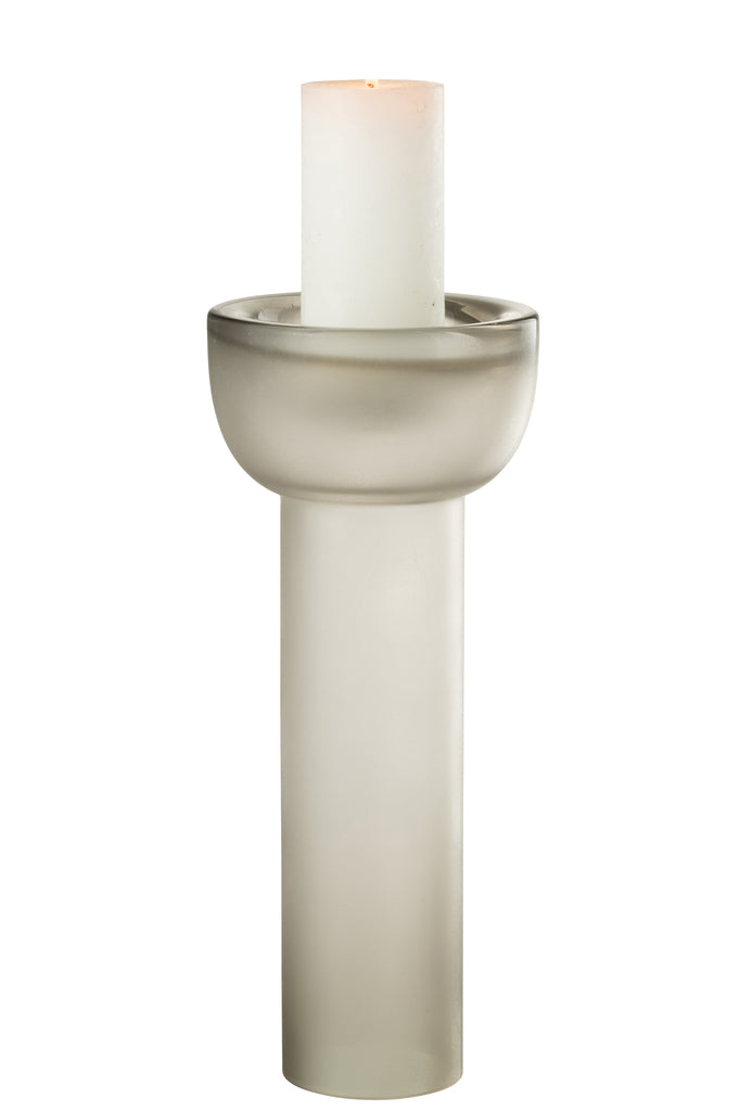 Vaas/Kaarsenhouder Yara Glas Greige L - J-LINE