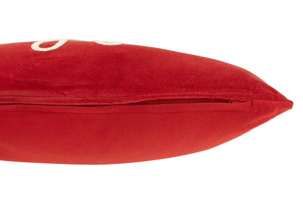 Kussen Vrolijk Fluweel Rood/Wit - J-LINE