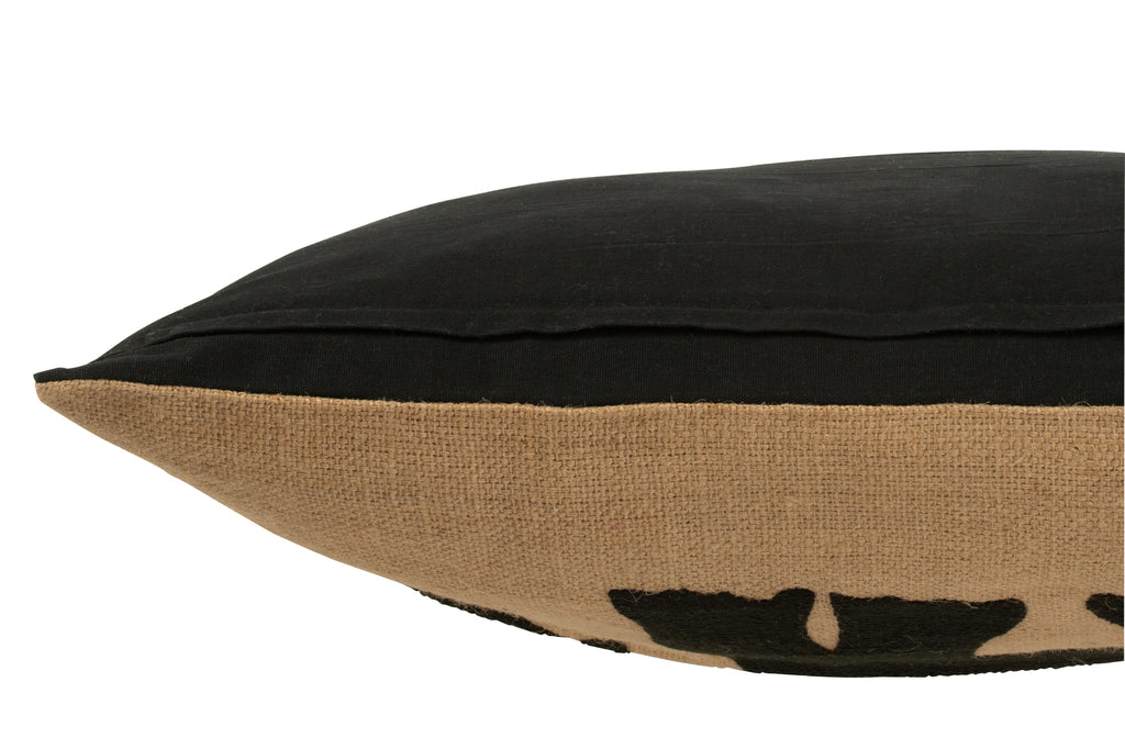 Kussen Olifant Textiel Naturel/Zwart L - J-LINE
