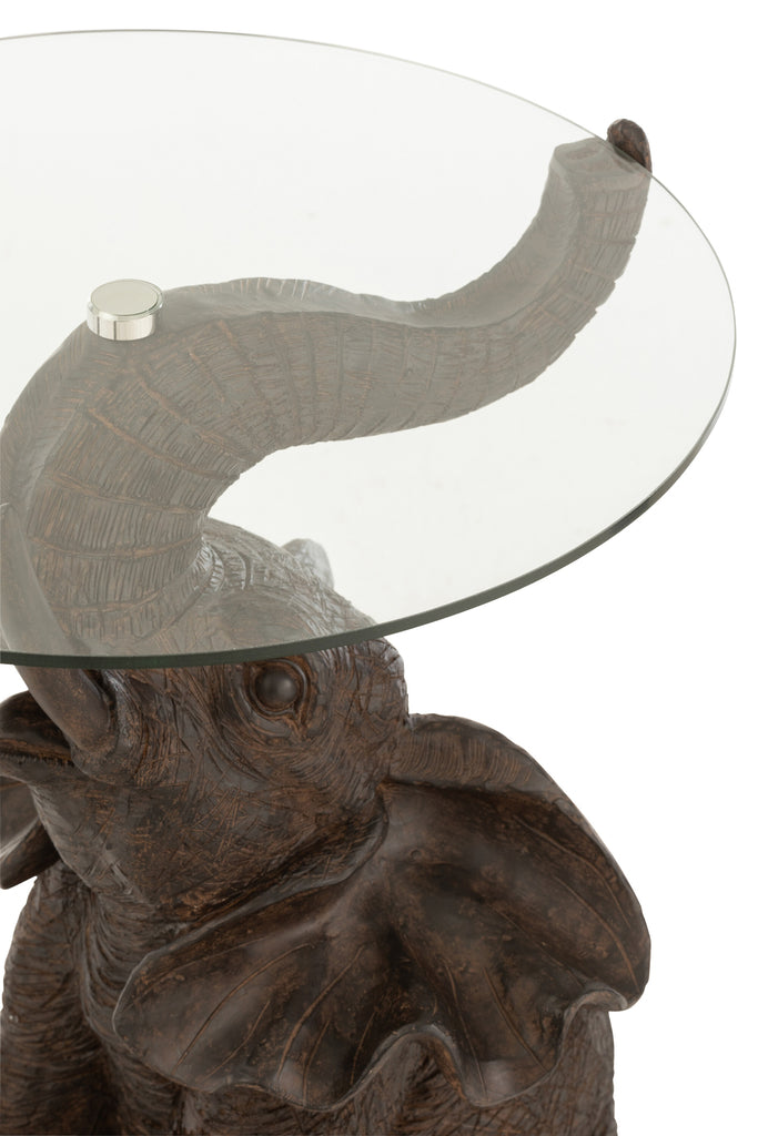 Bijzettafel Olifant glas donkerbruin J-LINE