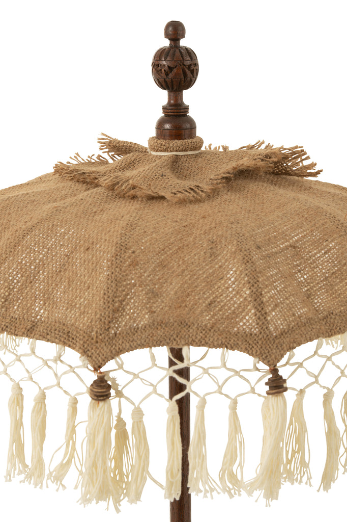 Parasol à pompons et base en jute S - J-LINE