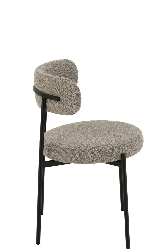 Stoel Boucle Triplex/Polyester Grijs/Zwart - J-LINE