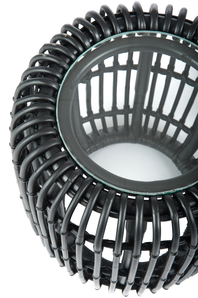 Bijzettafel rotan/glas mat zwart - J-LINE