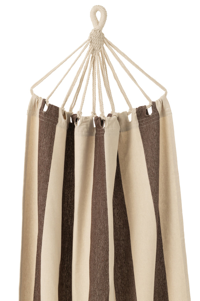 Hangmat brede strepen donkerbruin/beige - J-LINE