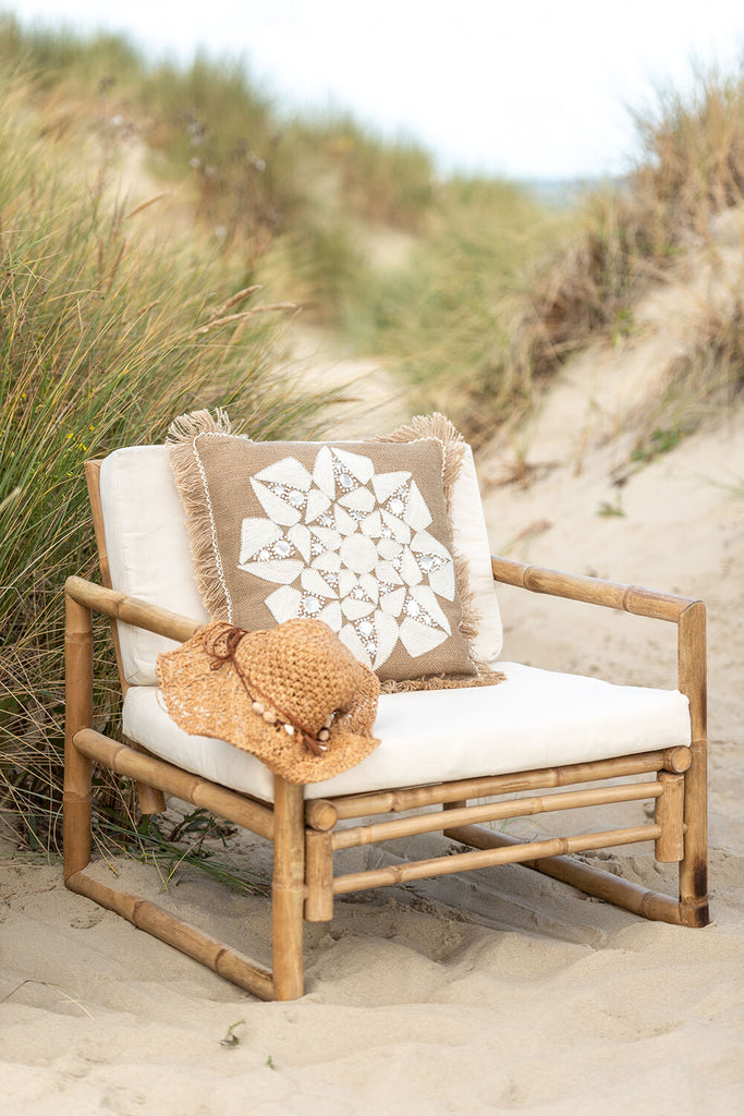Kussen bloem Abstract Jute - J-LINE
