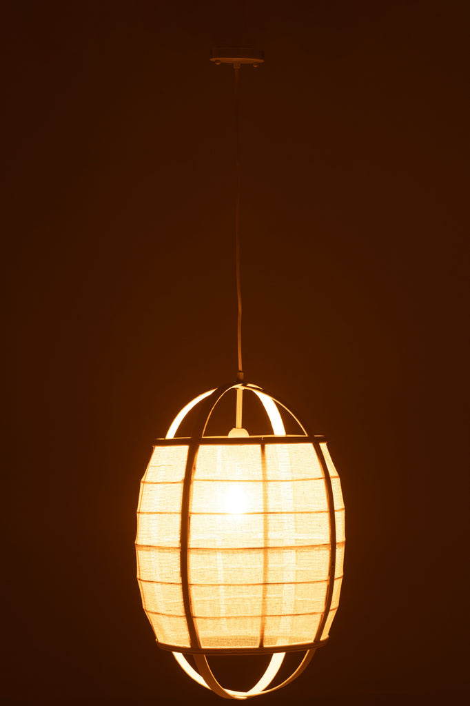 Hanglamp Ion Linnen/Bamboe Wit S - J-LINE