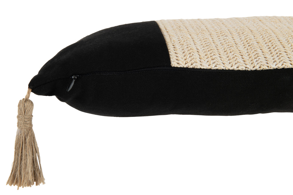Kussen Geweven Polyester Zwart - J-LINE