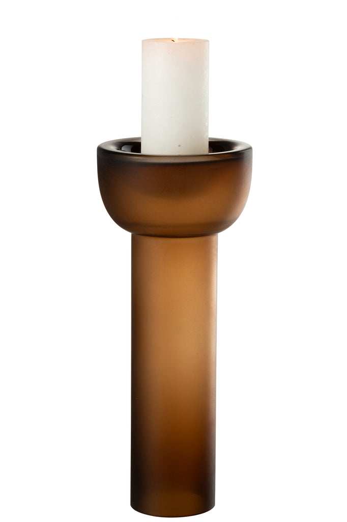 Vaas/Kaarsenhouder Yoko Glas Bruin L - J-LINE