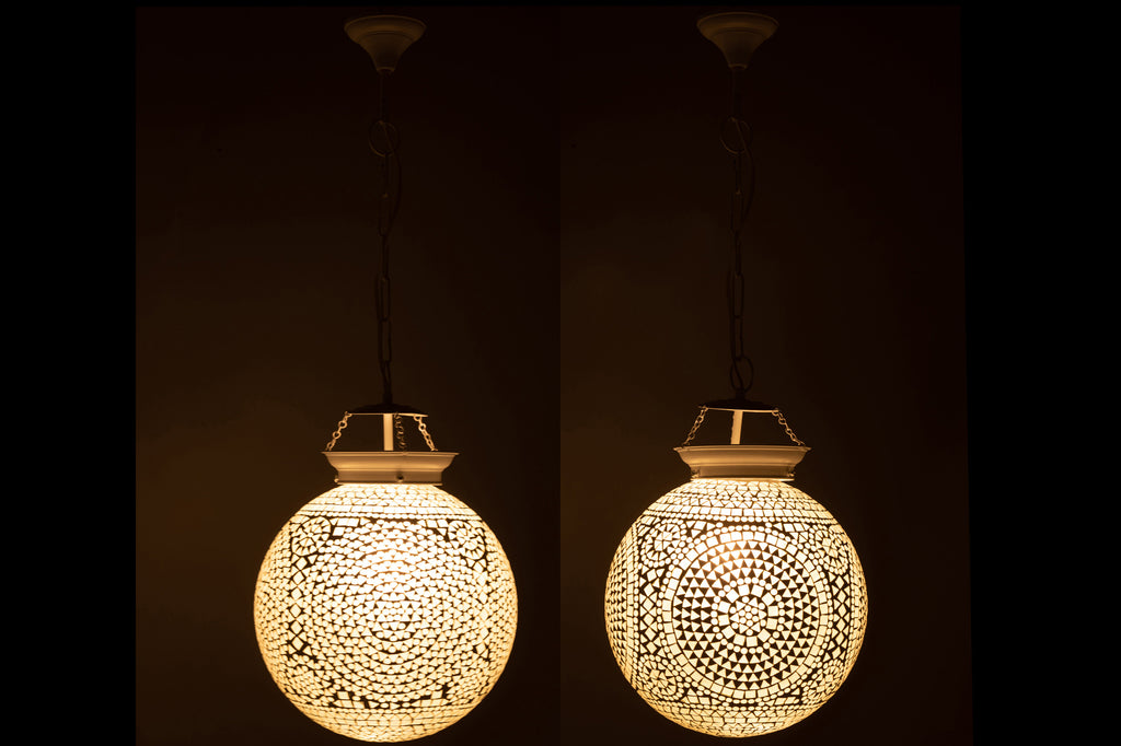 Hanglamp Eki S/2 Mozaïekglas Wit L - J-LINE