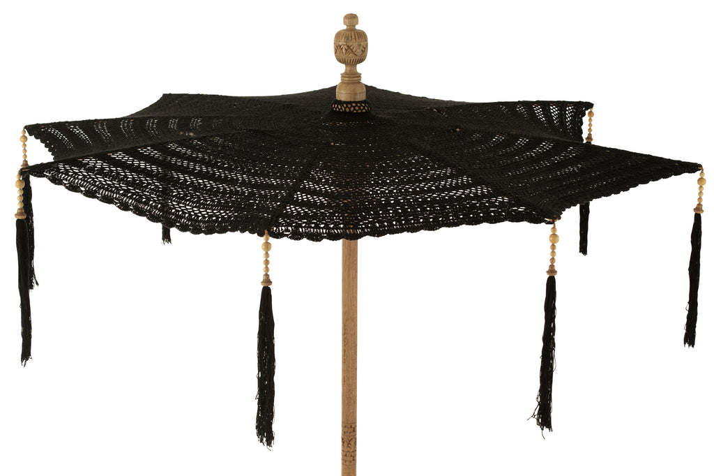 Parasol met kwastjes zwart L - J-LINE