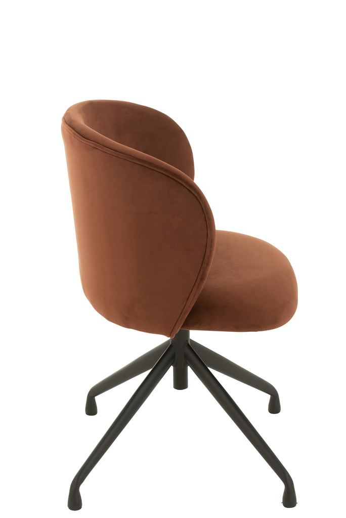 Chaise en velours réglable et pivotante, marron foncé - J-LINE