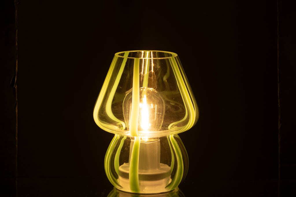 Lampe de table Rayures Verre Transparent/Vert S - J-LINE