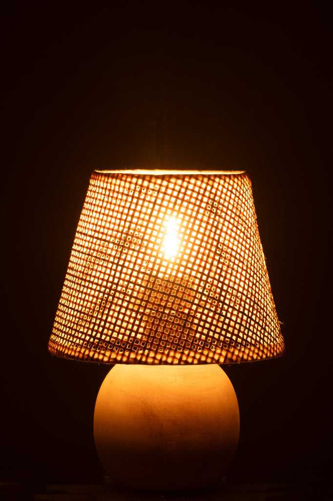 Lampe de table en bois tressé/métal - J-LINE