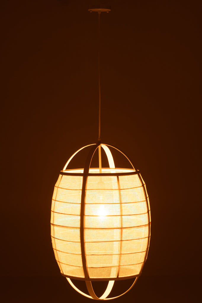 Hanglamp Ion Linnen/Bamboe Wit L - J-LINE