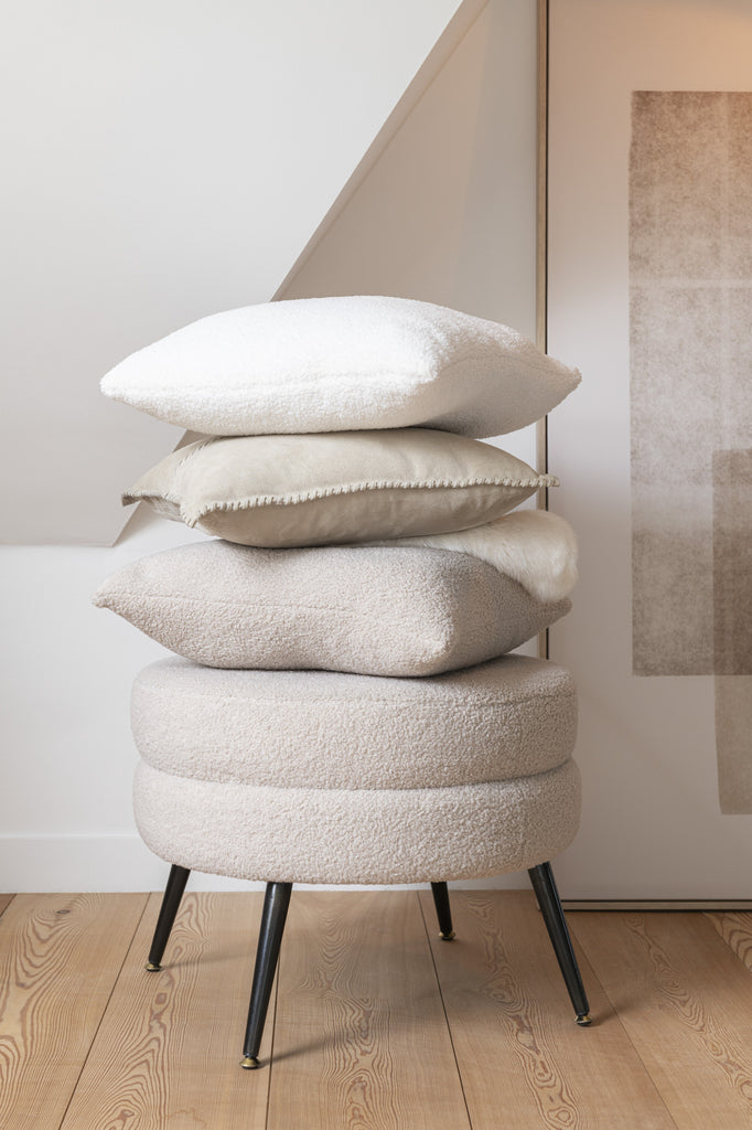 Kussen Teddy Bouclé Warm Beige - J-LINE